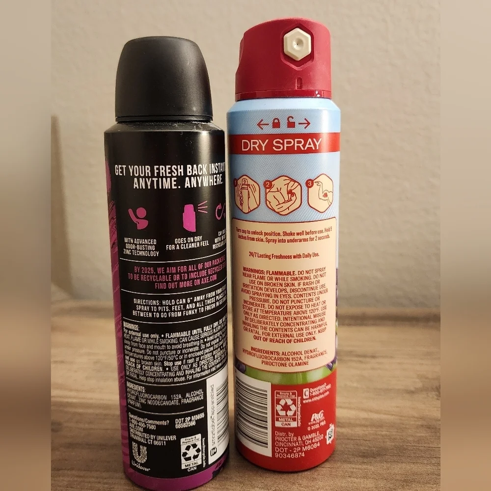 2 Deodorant Sprays Axe & Old Spice Hyper Fresh Excite New Men